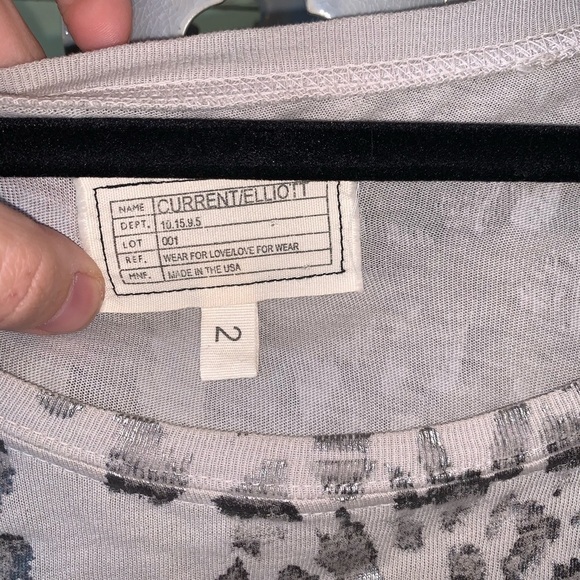 Current/Elliot The Letterman Metallic Leopard Print Scoop Neck Top Size M - Picture 4 of 9